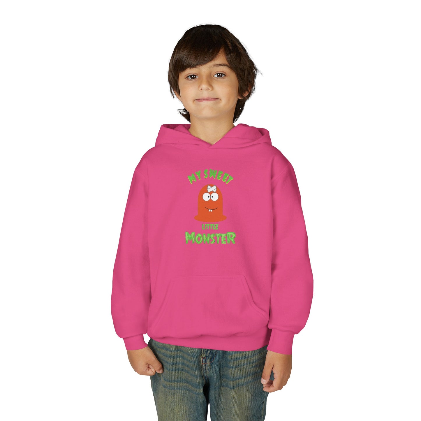 Youth Hoodie — "My Sweet Little Monster" Cute Kid Monster Graphic Sweatshirt