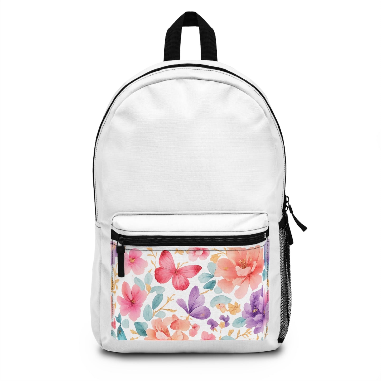 Floral Watercolor Backpack — Pink & Purple Butterfly Garden