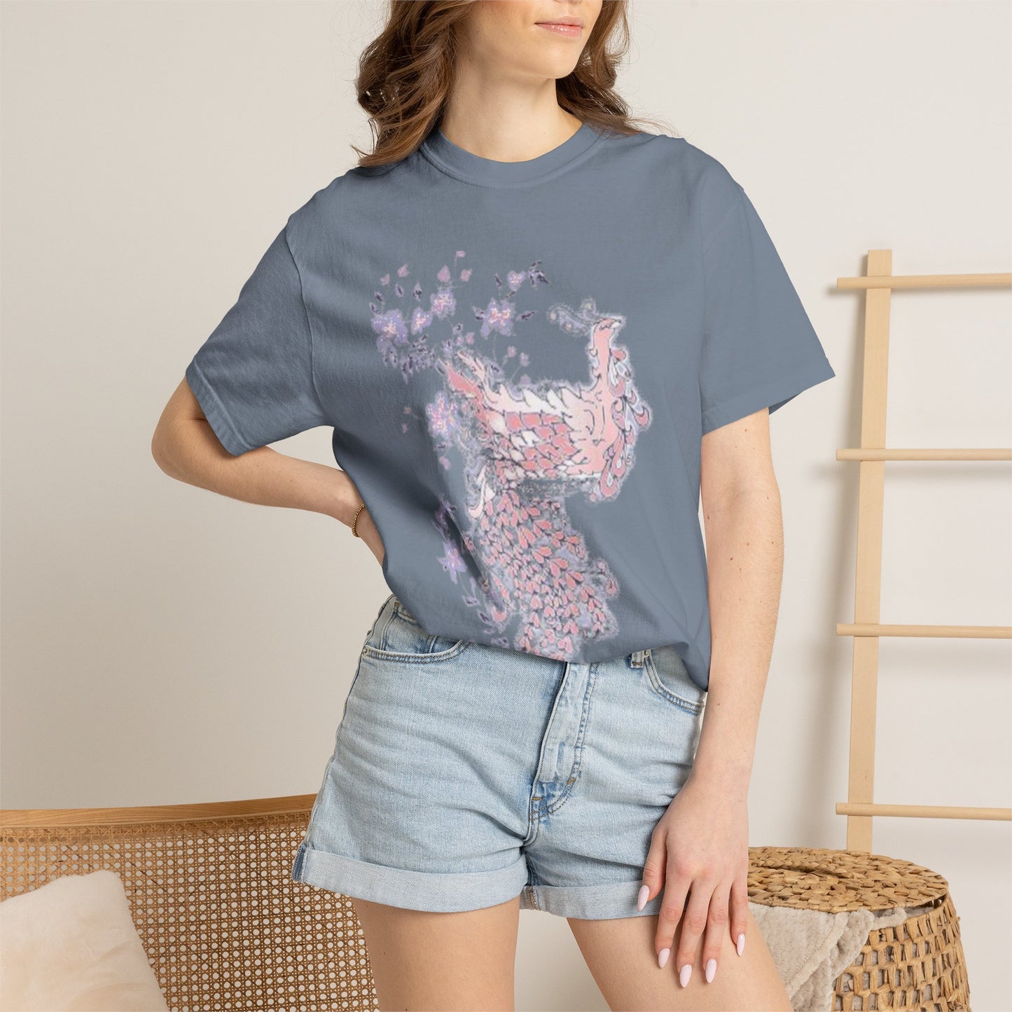 Floral Phoenix T-Shirt — Pastel Peony Bird Graphic