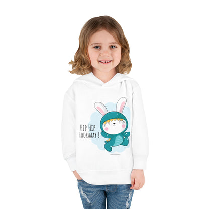 Toddler Hoodie — Cute Bunny "Hip Hip Hooray" Pullover Fleece for Babies & Toddlers