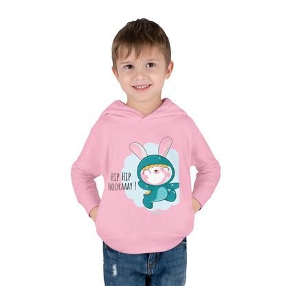 Toddler Hoodie — Cute Bunny "Hip Hip Hooray" Pullover Fleece for Babies & Toddlers