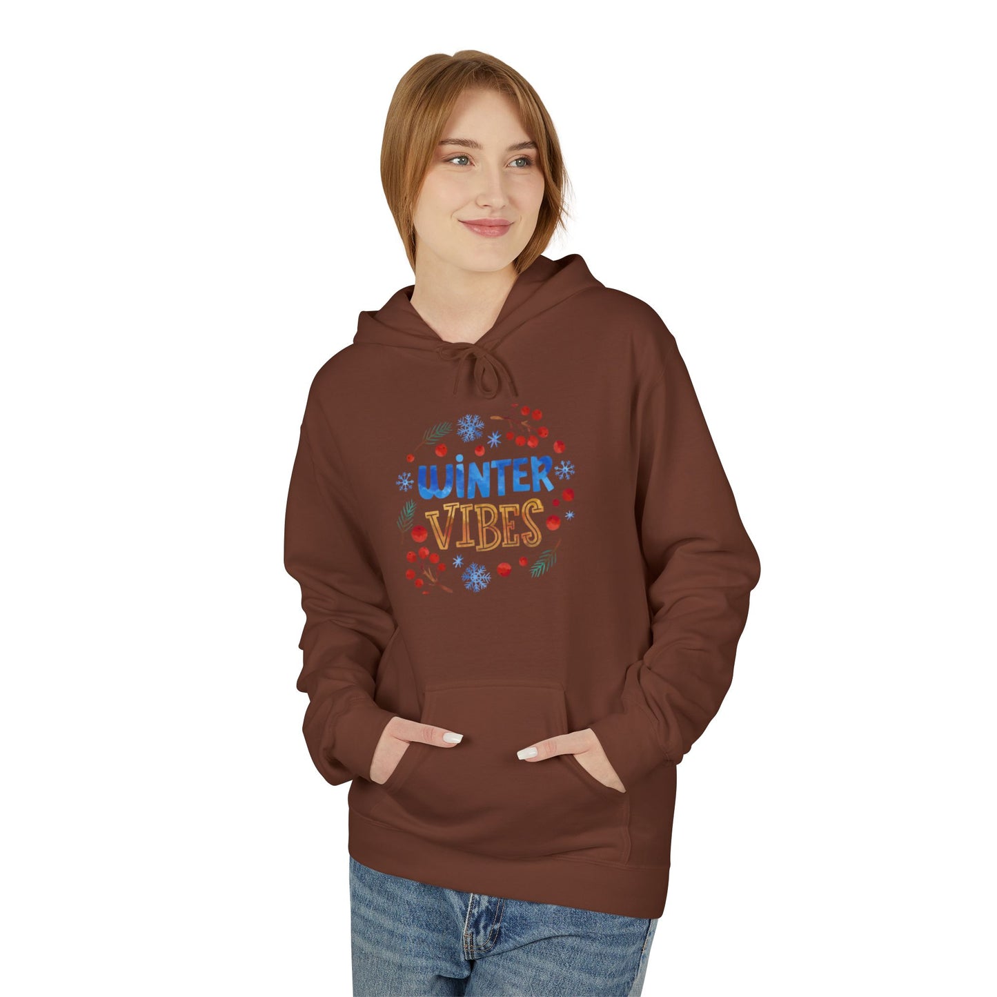 Winter Vibes Hoodie – Cozy Snowflake Graphic Pullover