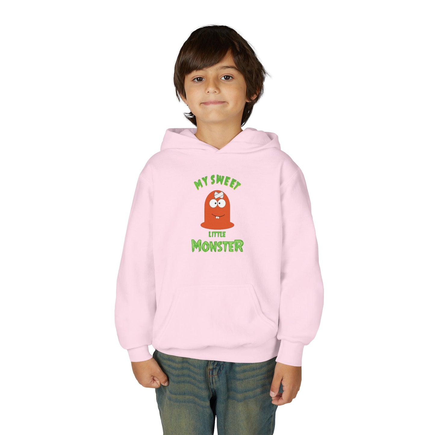 Youth Hoodie — "My Sweet Little Monster" Cute Kid Monster Graphic Sweatshirt