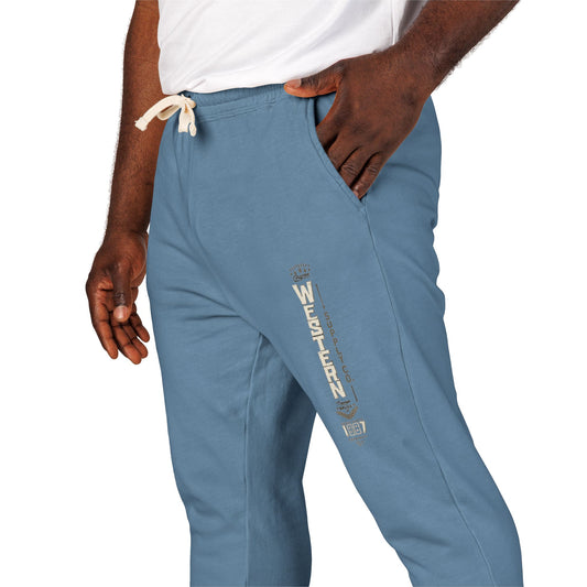 Vintage Vertical Graphic Sweatpants — Earth Green Fleece Joggers