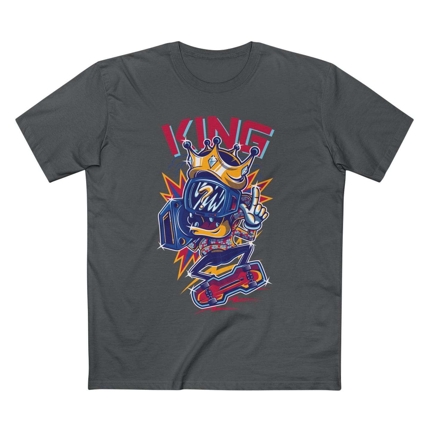 King Skateboarder Graphic Tee — Retro Streetwear Skateboard T-Shirt
