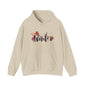 Winter Floral Hoodie — Cozy White Pullover with 'Winter' Script and Botanical Design