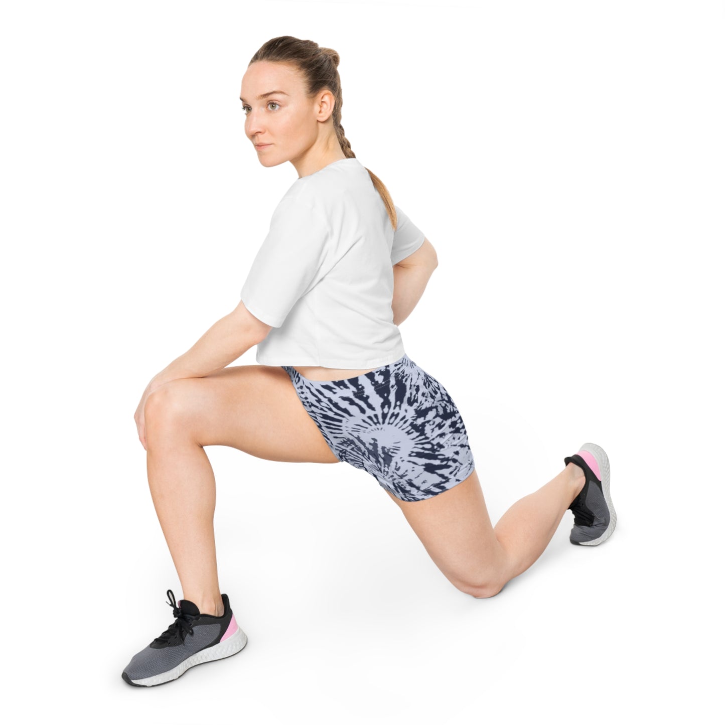 Tie-Dye Spiral Women's Shorts — Soft Navy Swirl Activewear