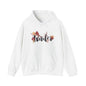Winter Floral Hoodie — Cozy White Pullover with 'Winter' Script and Botanical Design