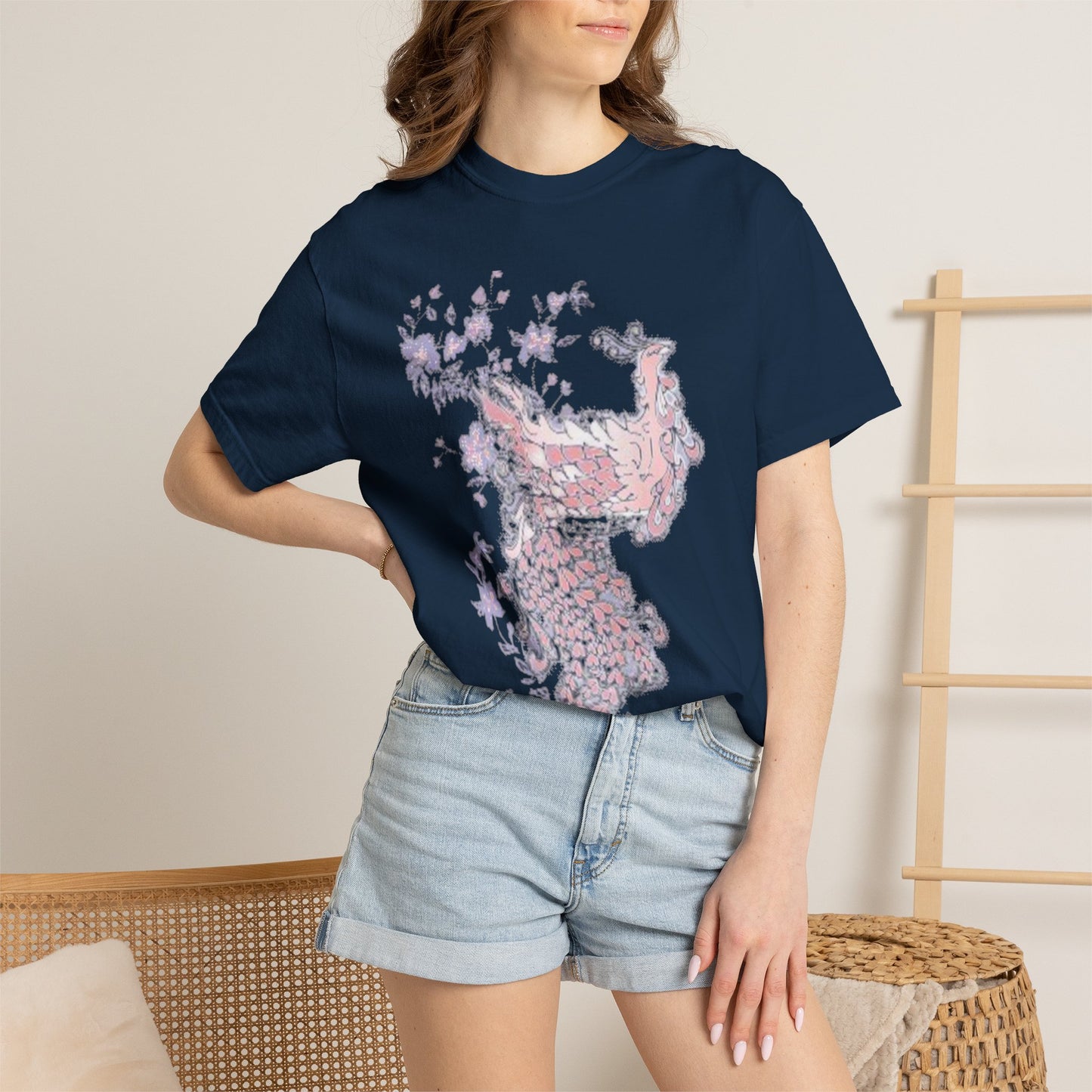 Floral Phoenix T-Shirt — Pastel Peony Bird Graphic