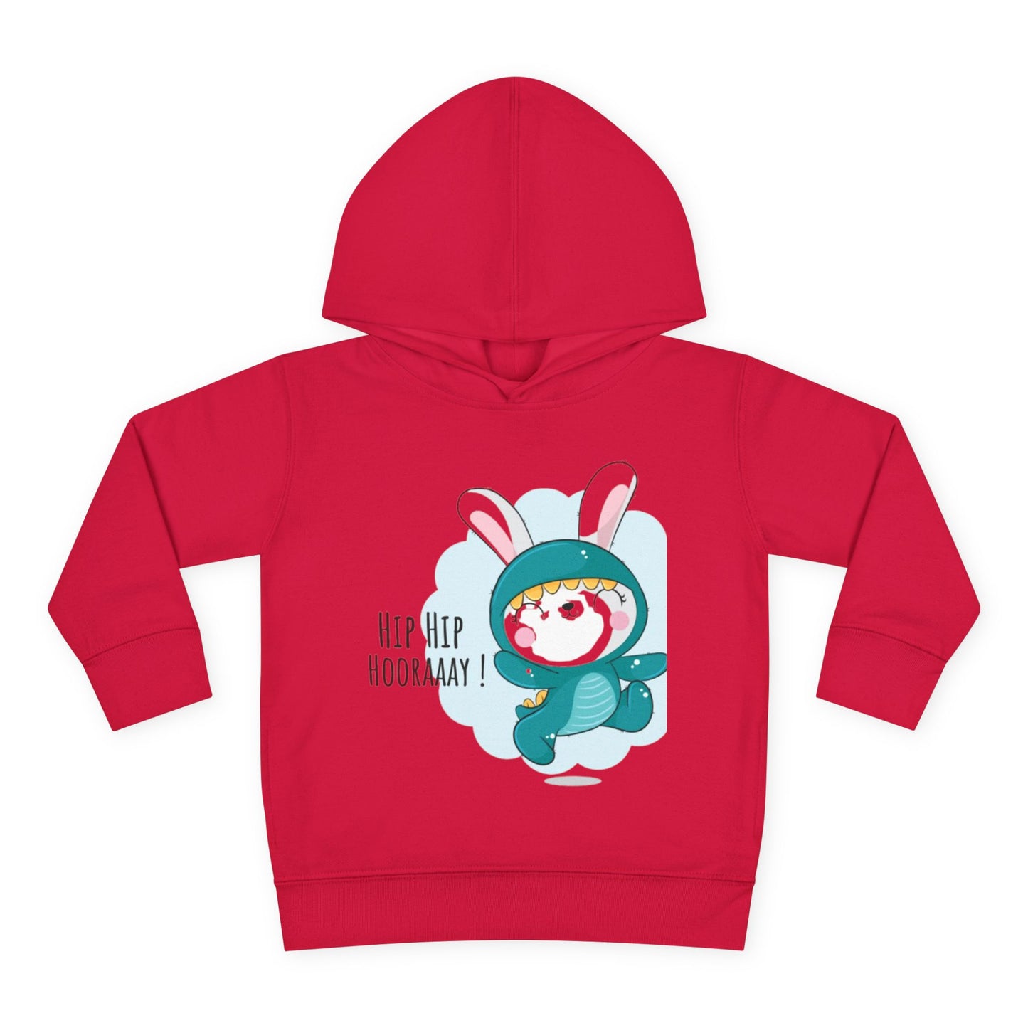 Toddler Hoodie — Cute Bunny "Hip Hip Hooray" Pullover Fleece for Babies & Toddlers