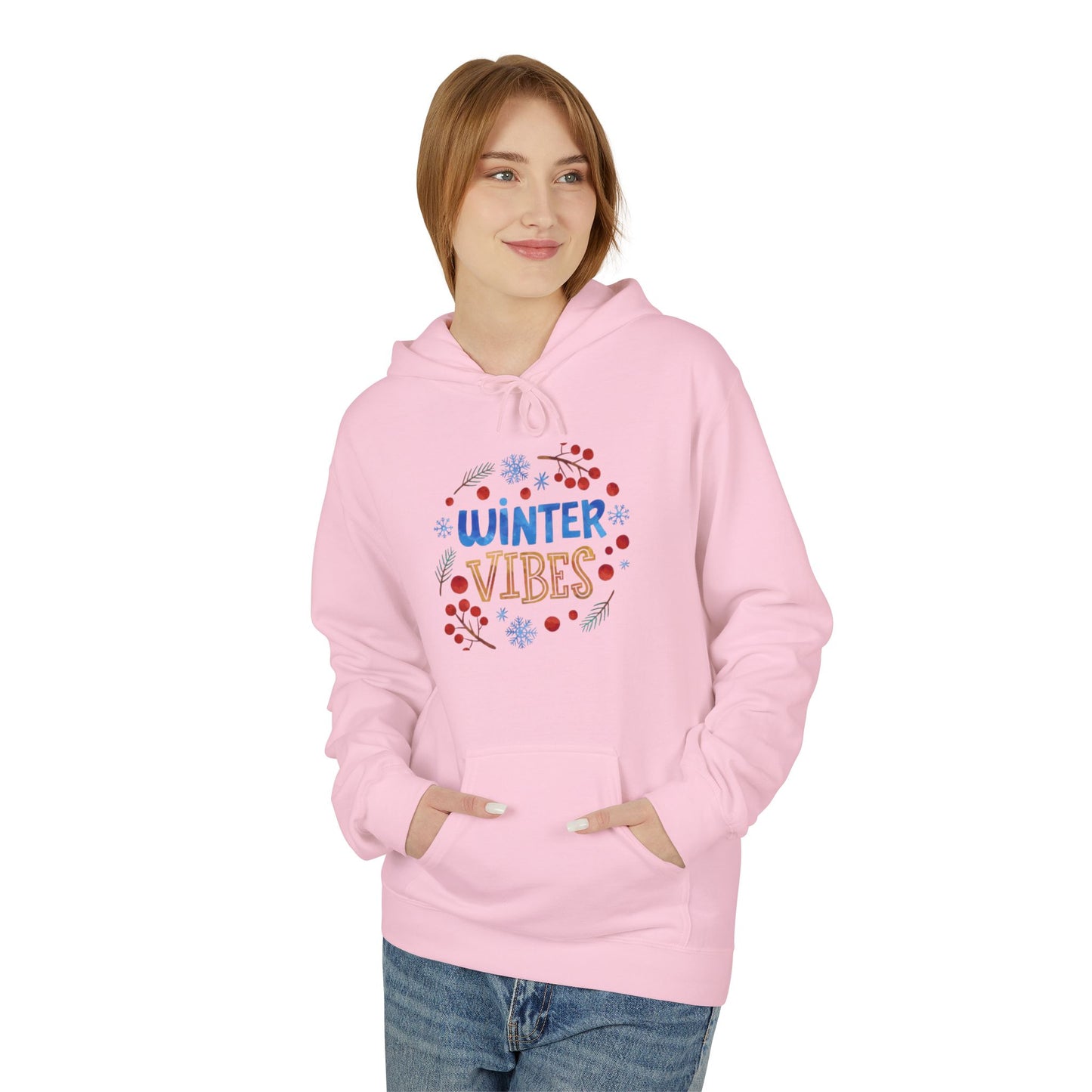 Winter Vibes Hoodie – Cozy Snowflake Graphic Pullover
