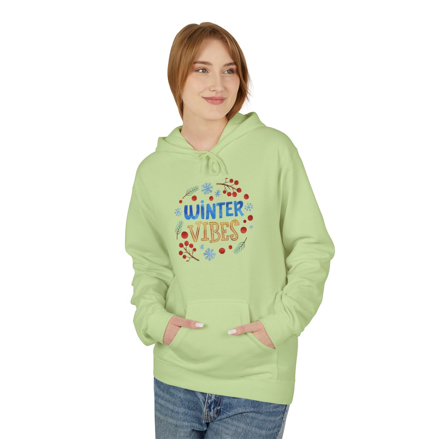 Winter Vibes Hoodie – Cozy Snowflake Graphic Pullover
