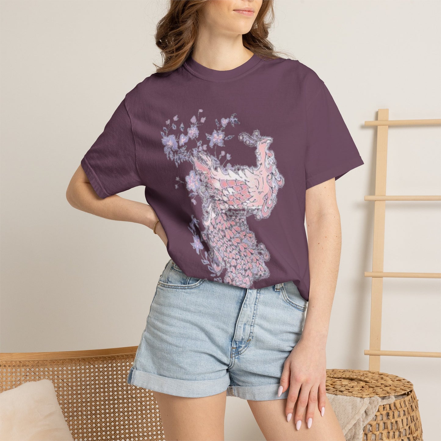 Floral Phoenix T-Shirt — Pastel Peony Bird Graphic