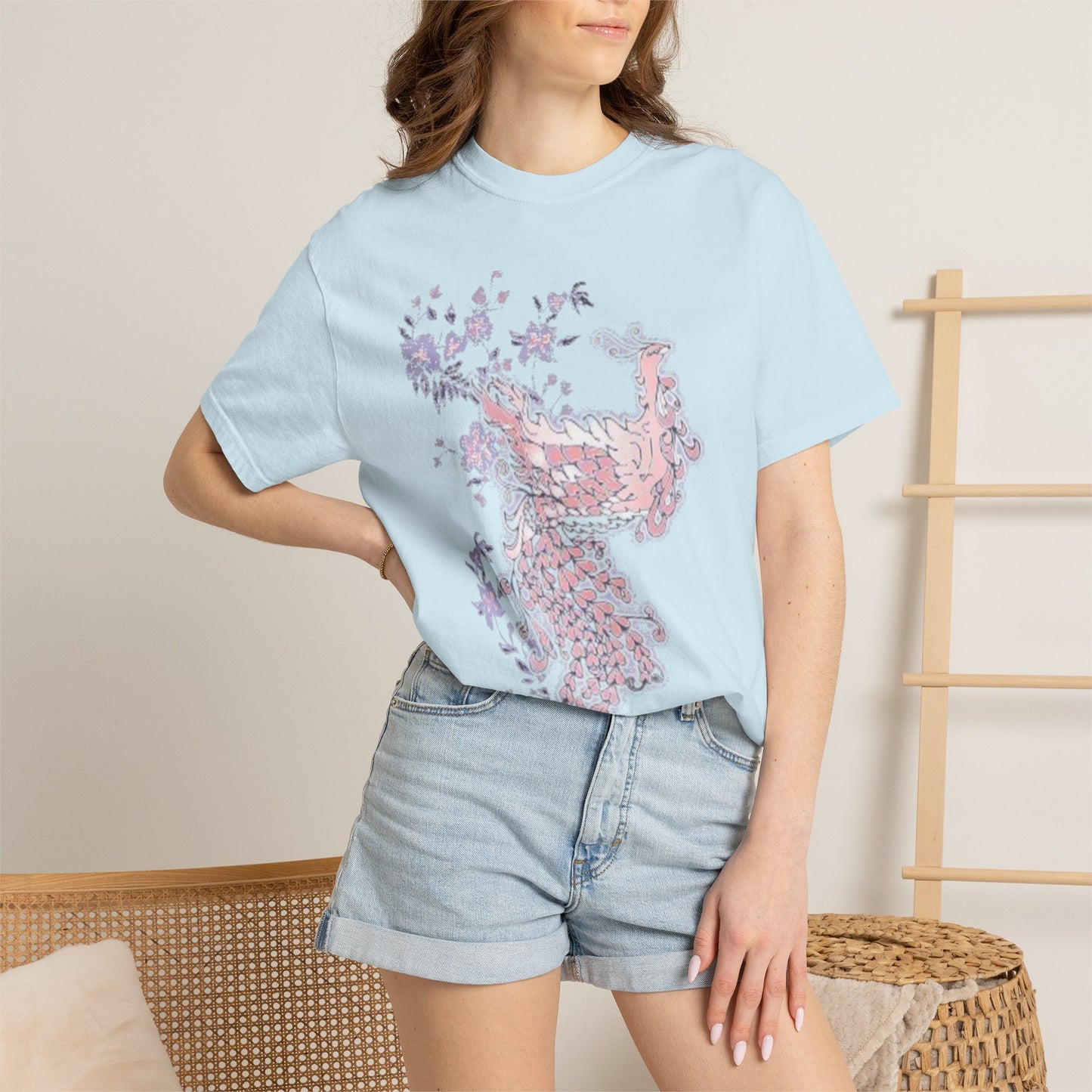 Floral Phoenix T-Shirt — Pastel Peony Bird Graphic