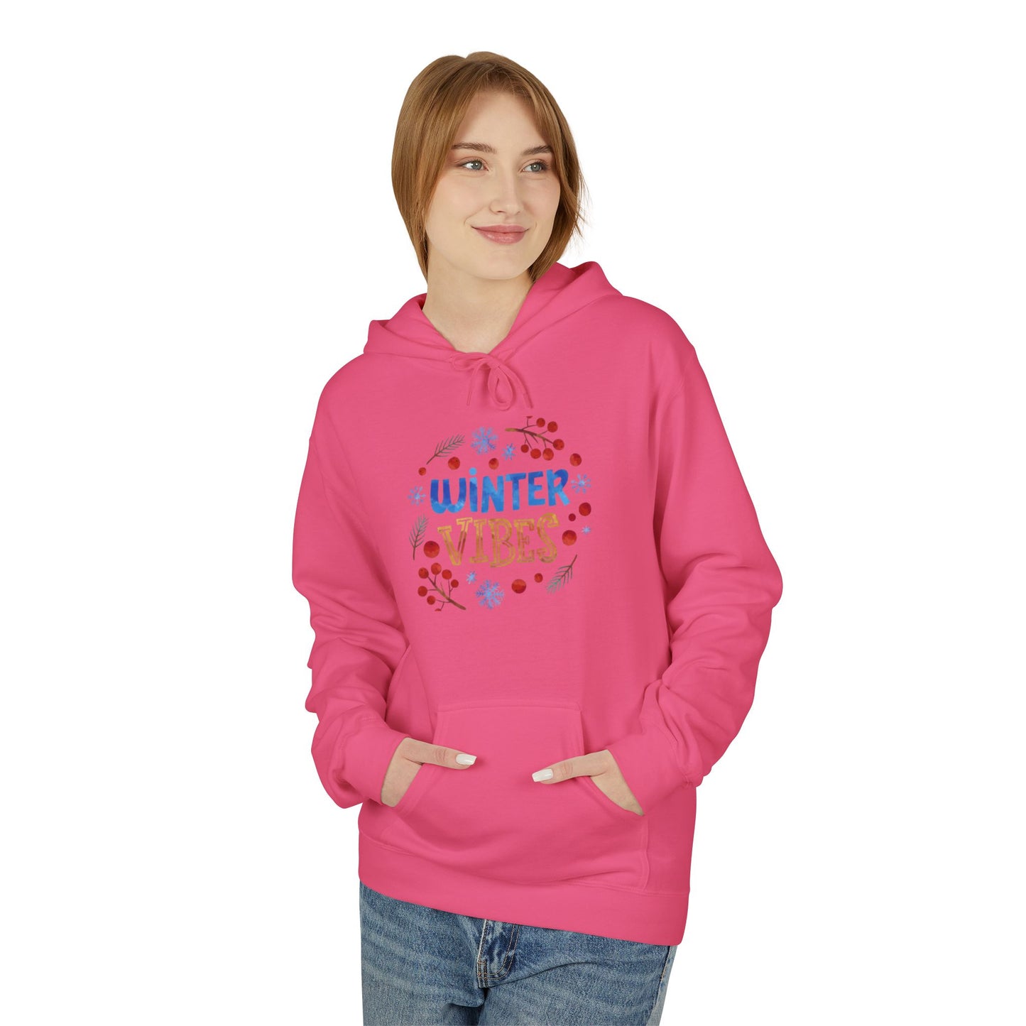 Winter Vibes Hoodie – Cozy Snowflake Graphic Pullover