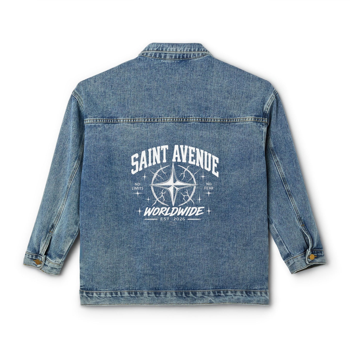 Denim Jacket — Saint Avenue Worldwide Logo Backprint