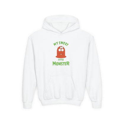 Youth Hoodie — "My Sweet Little Monster" Cute Kid Monster Graphic Sweatshirt