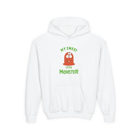 Youth Hoodie — "My Sweet Little Monster" Cute Kid Monster Graphic Sweatshirt