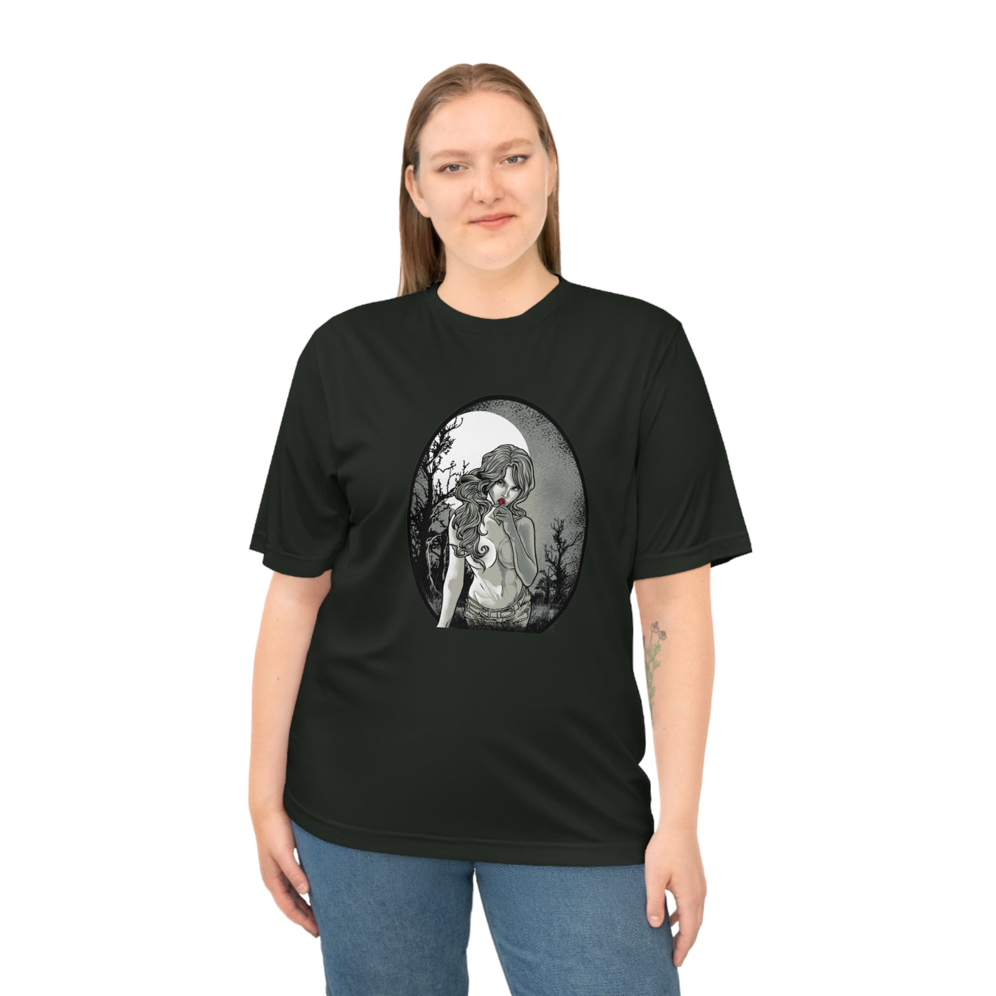 Artistic Unisex Performance T-shirt - Moonlit Reflection Design
