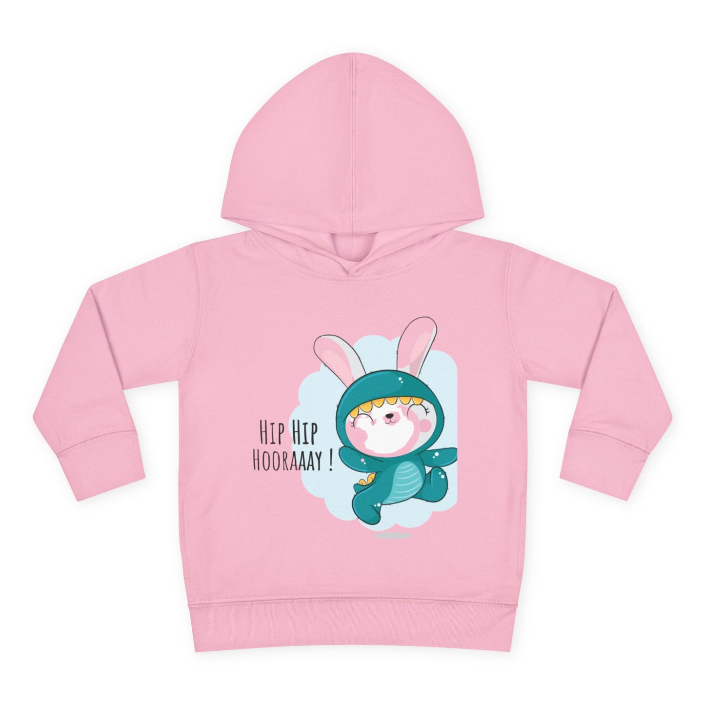 Toddler Hoodie — Cute Bunny "Hip Hip Hooray" Pullover Fleece for Babies & Toddlers
