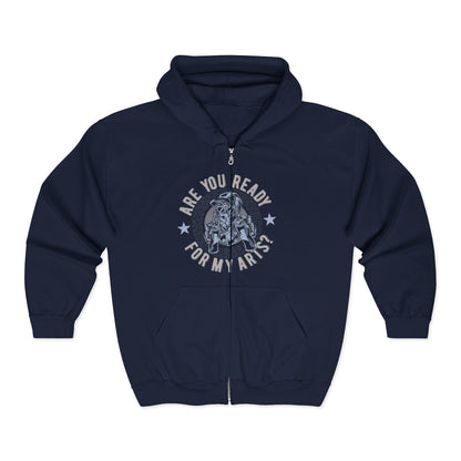 Are You Ready For My Ark? Full-Zip Hoodie — Nautical Vintage Ship Graphic