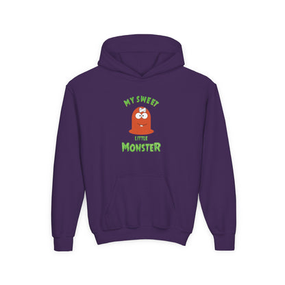 Youth Hoodie — "My Sweet Little Monster" Cute Kid Monster Graphic Sweatshirt