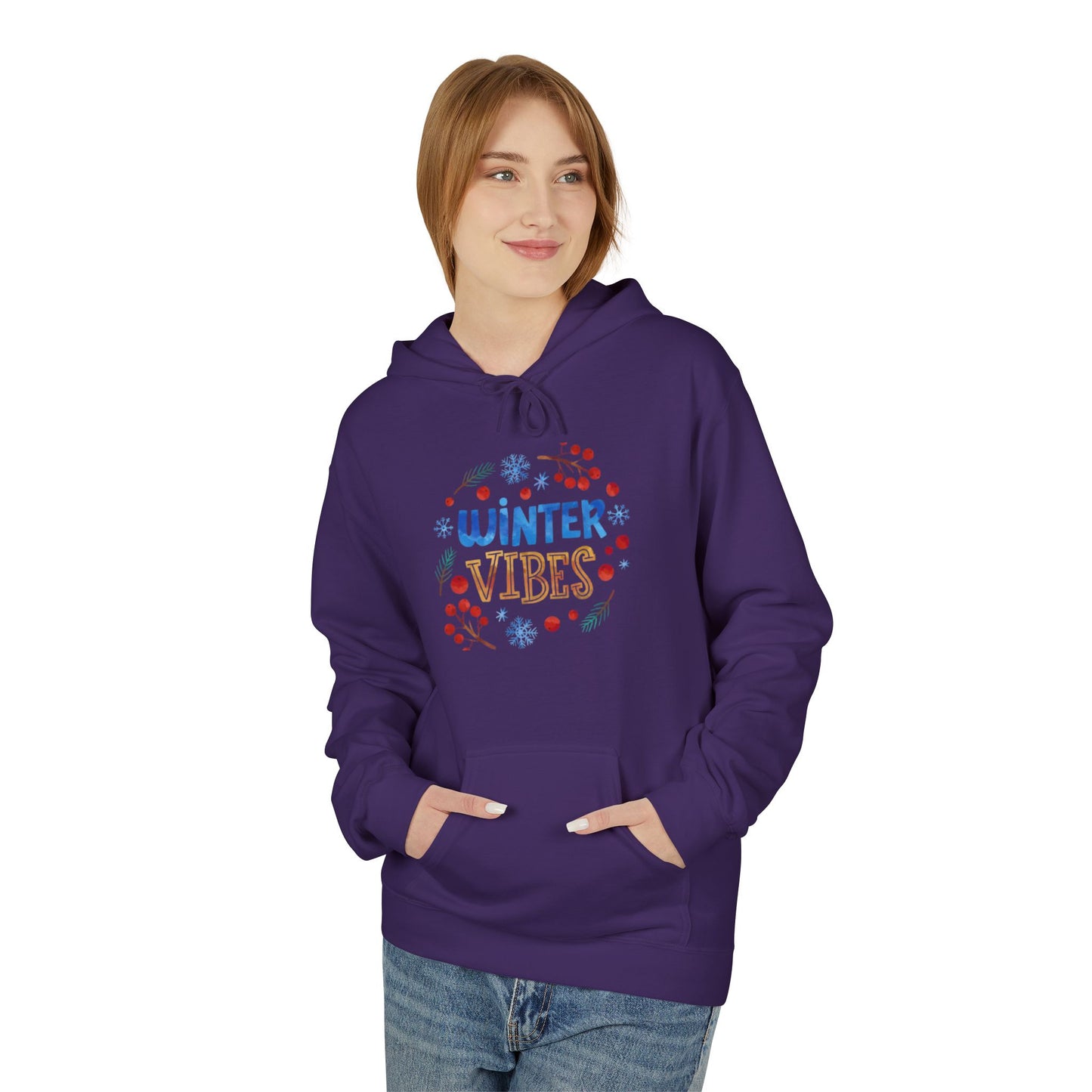 Winter Vibes Hoodie – Cozy Snowflake Graphic Pullover